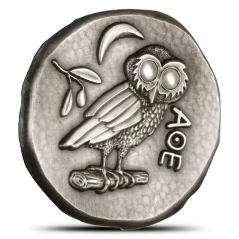 replica 1 oz|1 oz Athena Owl Replica .999 Silver Round with Leather Pouch.